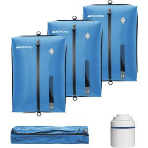 Vacuum Bag for Travel, Professional IPX8 Waterproof Reusable Vacuum Compression Bags for Travel Suitcases, Durable Space Saver Bag(3 PACK,With Pump) (Blue)