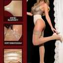 RSLOVE Lace Thigh High Stockings for Women Sexy Lace Antiskid Silicone Ultra Shimmery Pantyhose (One Size, Beige)