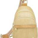 Summer Straw Sling Bag Small RFID Blocking Crossbody Bag Beach Fanny Pack
