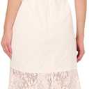 Adrianna Papell Women's Lace Midi Dress, Sleeveless Cocktail Dress with Floral Lace & Skinny Waist Belt Size 12 (White, M)