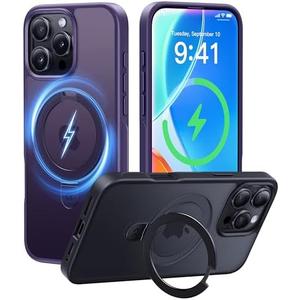 CASEKOO Ultra-Magnetic Stand for iPhone 16 Pro Case [Military Drop Protection] [Compatible with MagSafe] Shockproof Translucent Matte Slim Ring Holder Case for iPhone 16 Pro 6.3", Purple