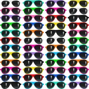 TOODOO 60 Packs Kids Sunglasses Bulk Sunglasses for Kids and Adults Neon Glasses with Dark Lenses 80's Style for Party Favor (Multicolor)