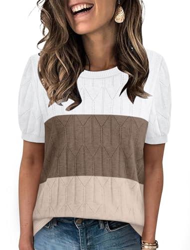 Plus Size Tops for Women Short Sleeve Shirts Summer Outfits Basic Ladies Tees Blouses Lightweight Sweaters Soft White XL