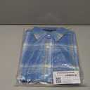 Amazon Essentials Men's Long-Sleeve Stretch Poplin Shirt, Light Blue Orange Plaid, Small