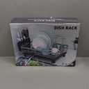 Dish Drying Rack, Dish Rack, Stainless Steel Dish Racks for Kitchen Counter, Dish Drainer with Removable Utensil Holder, Drainboard (Black)