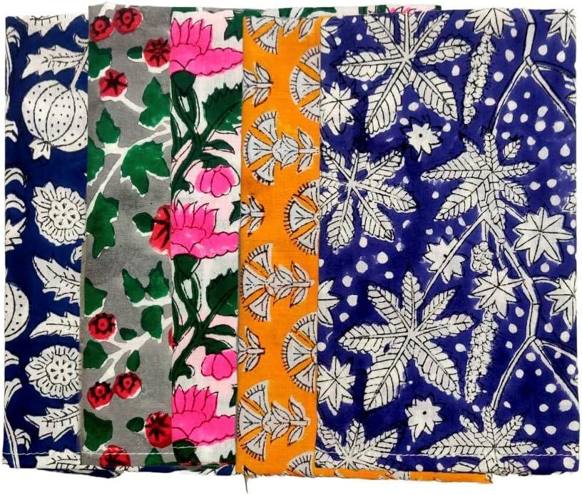Craft kala Set of 8 Assorted 16 x 16 Inches Napkins Kitchen Cotton Napkin Floral Print Table Napkins Washable for Family Dining Cocktail Parties Wedding Use Spring Fall Christmas Party Dish Plates