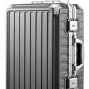 Carry On Luggage with Spinner Wheels, 8010S Aluminum Frame Zipperless Polycarbonate Hard Shell Suitcase (ZX-Core, Charcoal Metallic, 20 Inch)