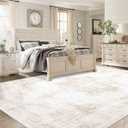 Area Rugs 8x10 Vintage Rug: Large Washable Living Room Rug Retro Medallion Distressed Rugs Soft Low Pile Non-Slip Indoor Floor Carpet for Bedroom Kitchen Nursery Dining Table Office (Beige, 8'x10')