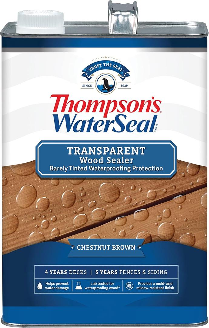 Thompsons WaterSeal Transparent Waterproofing Wood Stain and Sealer, Chestnut Brown, 1 Gallon