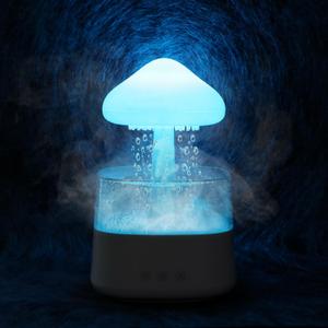 Rain Cloud Humidifier Water Drip with Adjustable LED Lights White Noise Humidification Desk Fountain Bedside Sleeping Relaxing Mood (White)