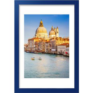 wyooxoo 12x18 Picture Frame Dark blue Solid Wood Photo Frames Display Pictures 11x14 with Mat or 12x18 Without Mat Colorful Frame For Wall