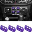 RT-TCZ Center Console Window Button Switch Trim Cover Decoration Interior Accessories Compatible with Jeep Wrangler JL JLU & Gladiator JT 2018-2024,Purple