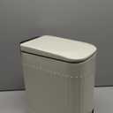 Small Bathroom Trash Can with Lid Soft Close-6L/1.6 Gal Slim Step Garbage Can-Metal Pedal Wastebasket-Narrow Rectangle Garbage Container Bin for Corner Office, Bedroom, Toilet, Live Room-Beige (Milky White)