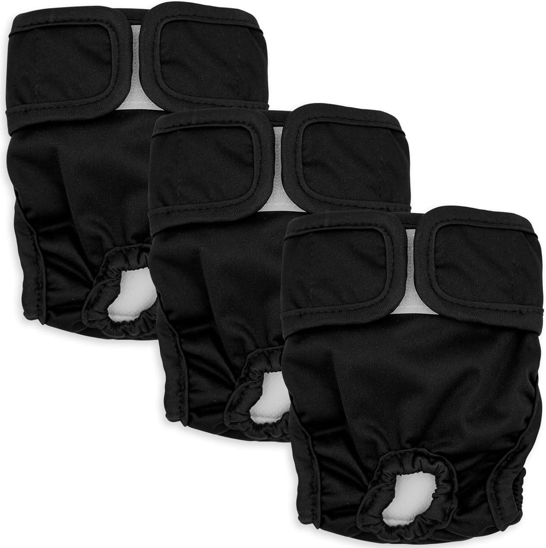 Washable Female Dog Diapers 3 Pack Premium Reusable Diapers for Dog in Heat - Highly Absorbent for Untrained Puppies, Dogs in Heat, Doggie Menstrual and Incontinence L - D