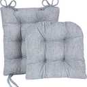 Klear Vu Omega Non-Slip Rocking Chair Cushion Set, Assembled in USA, Thick Padding & Tufted Design, Includes Seat Pad & Back Pillow with Ties, 17x17 Inches, 2-Piece Set, Tyson Delft Blue