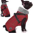 Doglay Dog Jacket Waterproof Dog Coat with Harness Built in, Christmas Puppy Winter Coat Reflective Turtleneck Puffer Snow Jackets for Medium Dogs, M