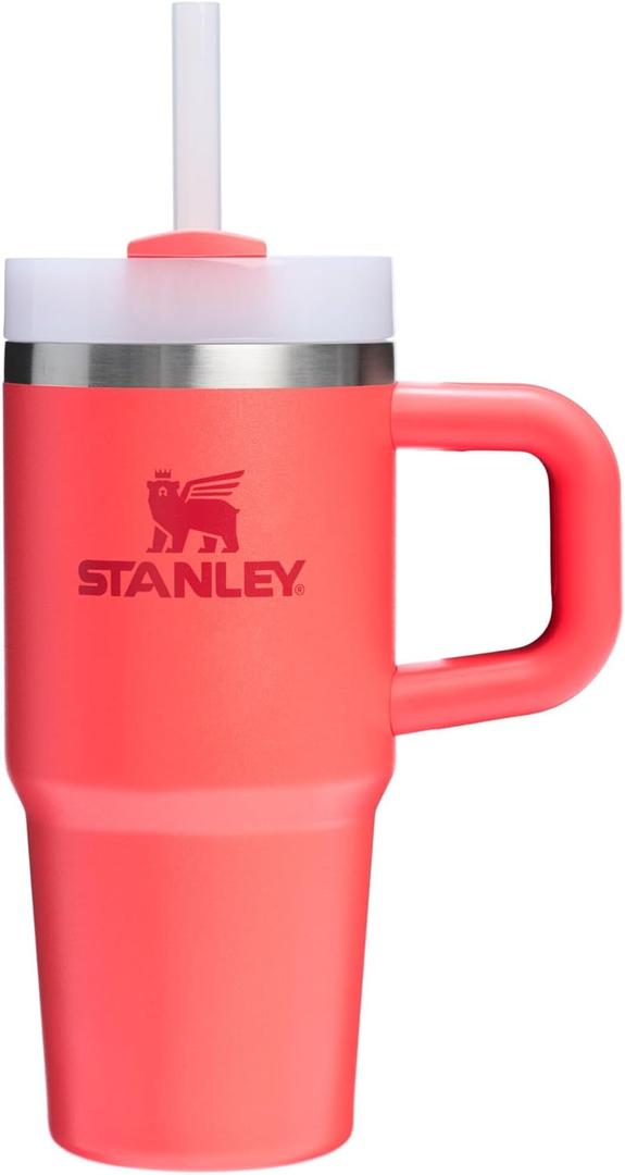 STANLEY Quencher H2.0 Tumbler with Handle and Straw 14 oz | Flowstate 3-Position Lid | Cup Holder Compatible for Travel | Insulated Stainless Steel Cup | BPA-Free | Hot Coral