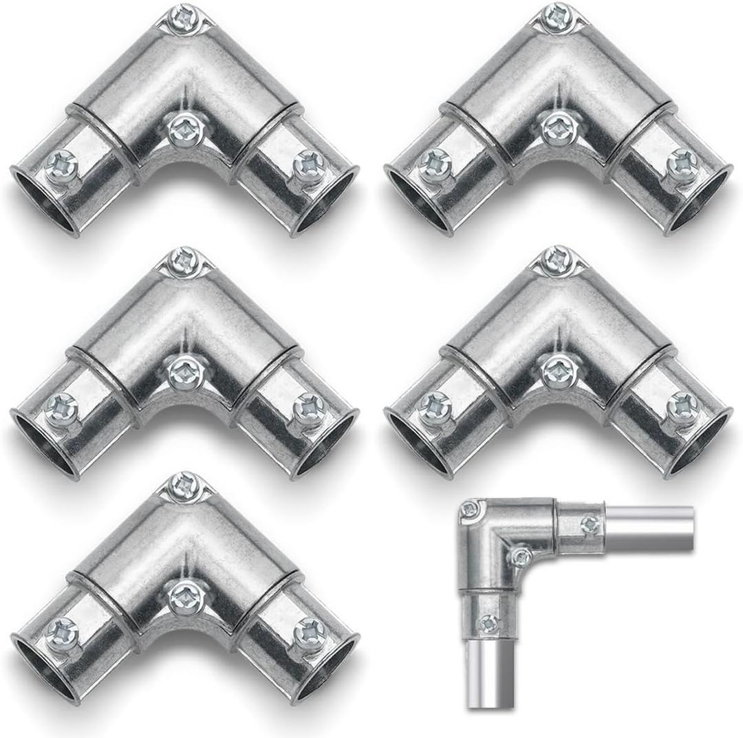 3/4 Inch EMT to EMT 90 Degree Inside Corner Pulling Elbows, EMT Conduit Fittings Set Screw; Electrical Metallic Tube Kit Die Cast Zinc Elbow Capped Corner Coupling (5 Pack)