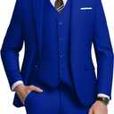 Men's 3 Piece Slim Fit Suit Set, Two Button Blazer Solid Jacket Vest Pants Wedding Business Suit (5X-Large, Royal Blue)