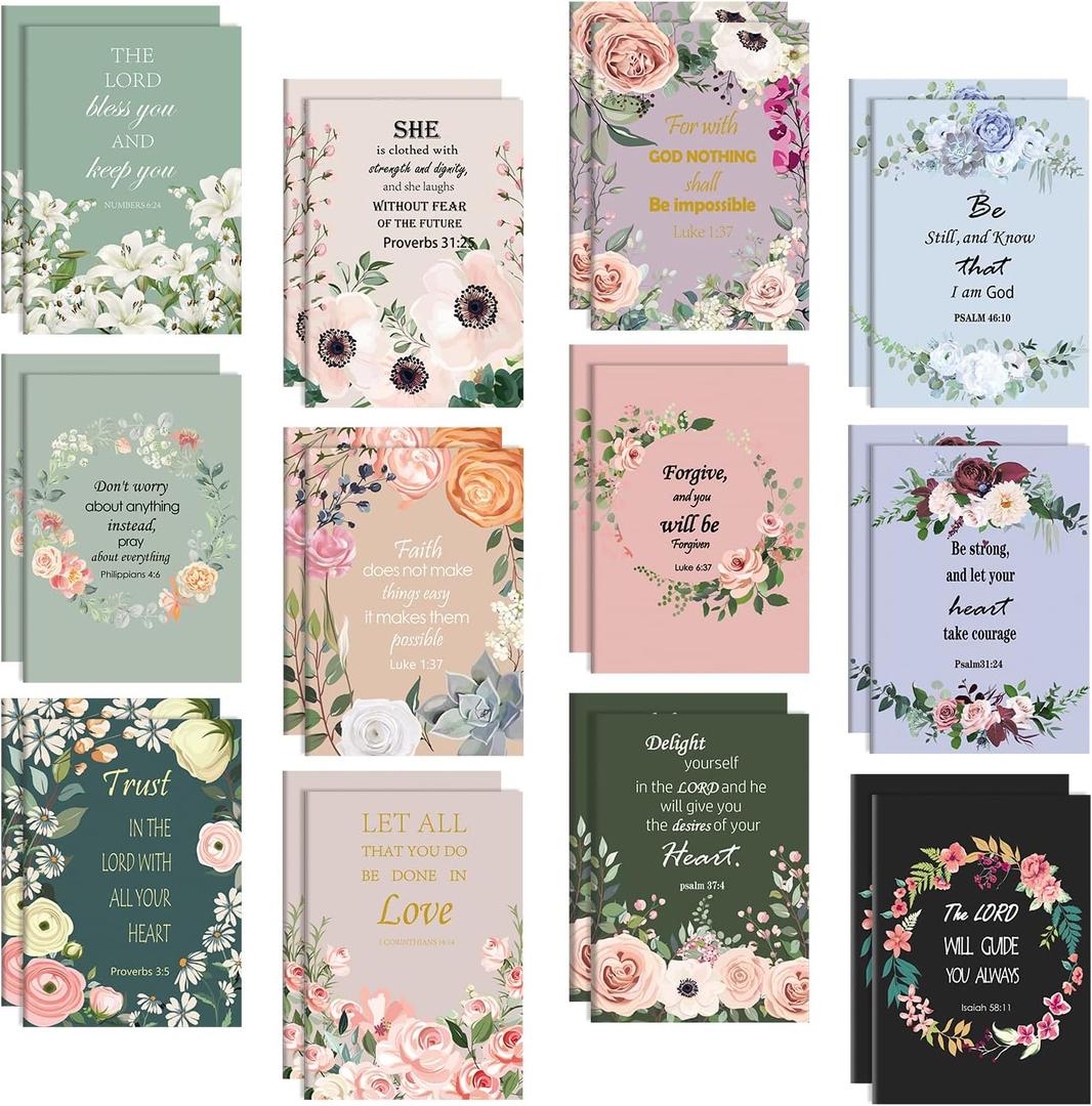 BESARME 24 Pack Mothers Day Gifts Bulk, Faith Prayer Journal Religious Christian Gifts for Women Small Pocket Notebook Bible Inspirational Notebooks Office School Supplies