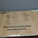 HLDIRECT 40 Inch Gaming Desk with Carbon Fiber Surface & LED Lights, Black