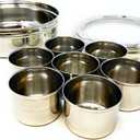 Rani Spice Box Stainless Steel Transparent Round Storage For Spices (Masala Dabba) 7 Compartments, with spoon (9.2in x 3in) ~ Packed in an attractive box, perfect for gifts!