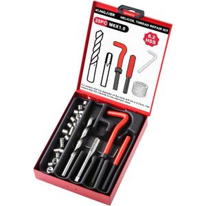 Metric Thread Repair Insert Kit, M6X1.0mm helicoil Thread Repair kit with HSS Drill Bits, Rethreading Inserts Tool Set for Damaged Thread Repairing with Carry Case
