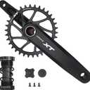1x Mountain Bike Crankset 170mm with 34-40T Chainring & Bottom Bracket - 6061 Alloy Hollow Integrated MTB Crank Set, Narrow-Wide Teeth, Compatible 8-12S (BSA24/BB92/PF30/BB30/T47)