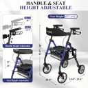 Cosydora Rollator Walkers for Seniors with Seat, 13.6 Lbs Ultra Lightweight Foldable Rolling Walker, 350Lbs Heavy Duty Aluminum, 8" All Terrain Wheels, Dual Adjustable Height, Navy Blue