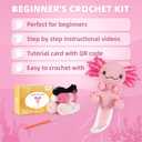 MOREJMTT Crochet Kit for Beginners, Learn to Crochet, Include Easy Knitting Soft Yarn, Step-by-Step Video Tutorial, Hook, Holiday Birthday Gift for Adults (Happy Axolotl)
