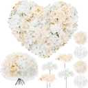 Zeyune 200 Pcs Artificial Hydrangea Flowers Bulk, White & Champagne Silk Hydrangea Heads with Stems for Wedding Centerpieces Bouquets DIY Floral Arrangements Table Decor Party Home Decorations