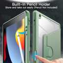 JETech Rotating Case for iPad 9/8/7 (10.2-Inch, 2021/2020/2019 Model, 9th/8th/7th Generation) with Pencil Holder, 360 Degree Rotation Stand Cover Clear Back, Auto Wake/Sleep (Matcha Green)