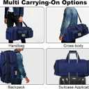 LHI 50L Tactical Duffle Bag for Men, 3-in-1 Gym Duffle and Backpack, Shoe Compartment, Laptop Sleeve and MOLLE, Carry-On Travel Weekender and Overnight Bag Blue
