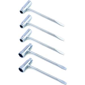 QWORK Chainsaw Scrench, 5-Pack 13 x 19mm T-Wrench Spanner Tool, Combination Screwdriver and Wrench T-Bar Tool Remover for Saw Chain Nuts