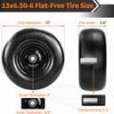 13x6.50-6 Flat Free Front Lawn Mower Tires and Wheel, 500lb Load Capacity