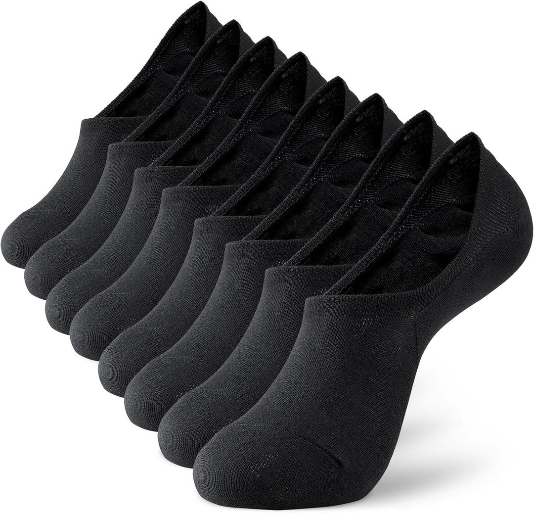 MONFOOT Men's/Women's 4 Pairs Invisible No Show Non slip Socks, Multipack (Large)
