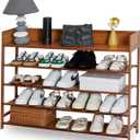 Bamboo Shoe Rack Organizer, 5 Tier Shoe Shelf Storage Organizer, for Entryway, Hallway, and Closet (Brown-39)