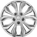 Premium Universal Hubcaps 16 inch, Compatible with Steel Wheels, Set of 4 (Silver)