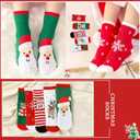 techcity 5 Pairs Boys Girls Christmas Socks Warm Fleece Stockings for Kids Funny Cute Christmas Gift for 1-12 Years Old (White Red Green Xmas)
