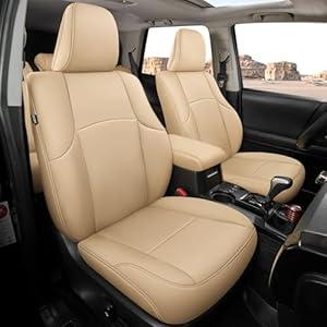 FREESOO for Toyota 4Runner Seat Covers 2011-2024, Custom Leather Seat Covers for Cars, Luxury Car Seat Covers Full Set, Waterproof Car Seat Cushion Protector, Beige ONLY FIT 3-Row 7 Seats Model