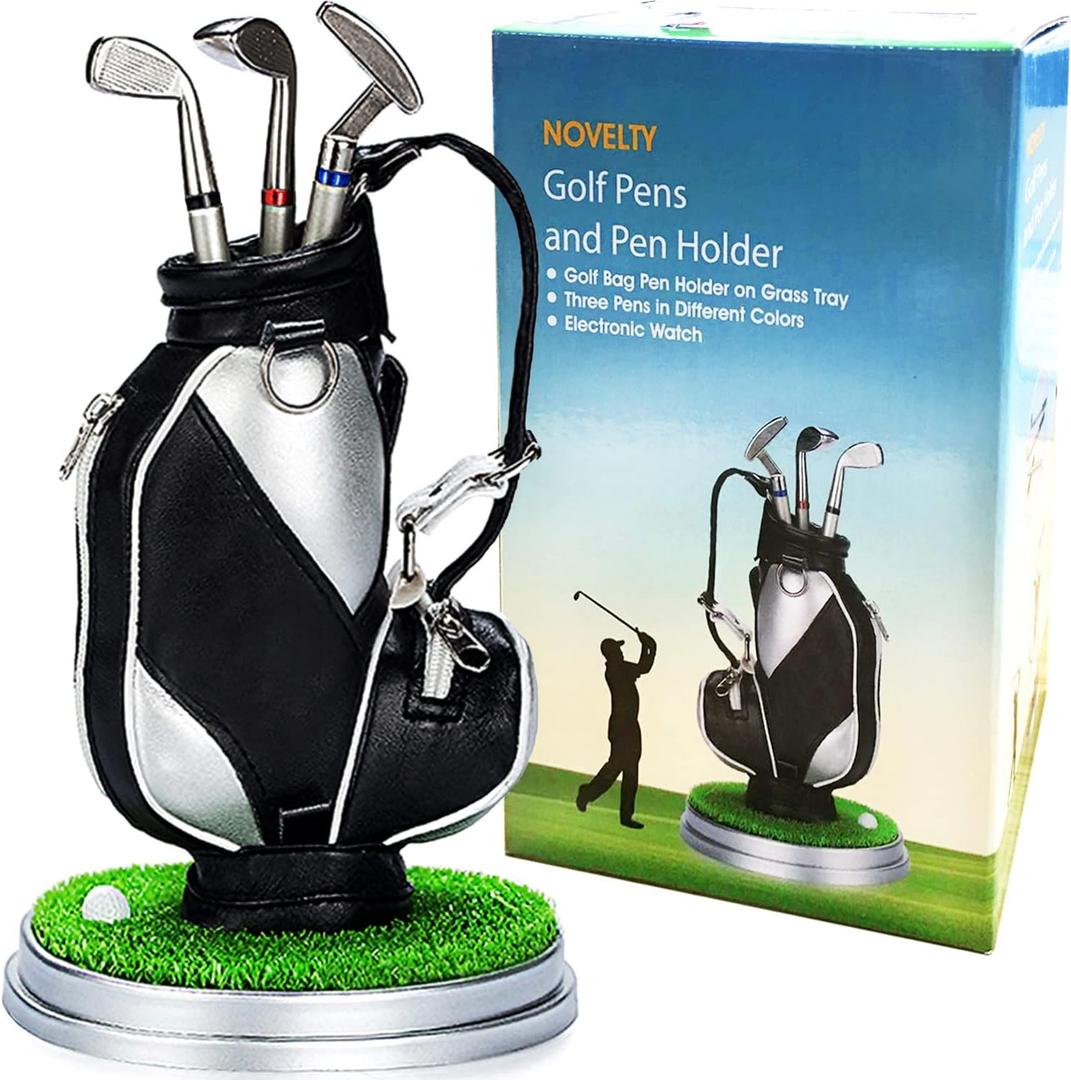 Golf Gifts for Men Golf Pen Holder Stocking Stuffers for Adults Men Golfers, Funny White Elephant Gifts for Adults Useful Unique Office Supplies Desk Accessories Decor Gadgets for Boss Dad Women