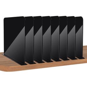 8 Pack Acrylic Shelf Dividers for Closet Wood Shelf Organizer,Multi-Functional Wood Closet Separator for Storage and Organization, Bedroom Closet Organizer Fit for Any Thickness of Shelves(Black)