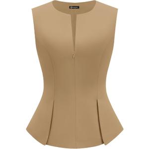 PRETTYGARDEN Women's 2026 Summer Vest Tops Business Casual Going Out Outfits Sleeveless Zip Up Dressy Tank Top Suit Waistcoat