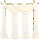 Wedding Arch Draping Fabric, 12 Panels 28"x20ft Ivory Drapes for Ceremony, Chiffon Fabric Arbor Drapery Decorations, Reception Sheer Backdrop Curtains for Party Swag
