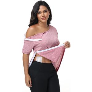 CASMON Post Shoulder Surgery Shirts for Women, After Rotator Cuff Tear Away Full Open Side Snap Adaptive Clothing Unisex (S)