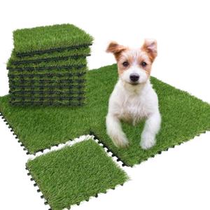 XLX TURF Interlocking Fake Grass Pad for Dogs Potty Tiles - 9 Pack 12" X 12" Square Artificial Grass Pee Mat for Puppy Tray Self Draining Indoor Outdoor Use