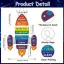 Rocket Shape Wooden Sign,Welcome to Our Playroom Door Hanger,Playroom Rules Wall Hanging,Classroom Door Decor,Colorful Motivational Quote Sign for Kids Child School Classroom Bedroom Porch