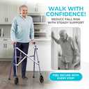 Stander Space Saver Walker, Lightweight Folding Rolling Mobility Aid for Seniors & Adults, Compact 2-Wheel Disability Device with 6-inch Wheels & Ski Glides for Walking Support, Cobalt Blue