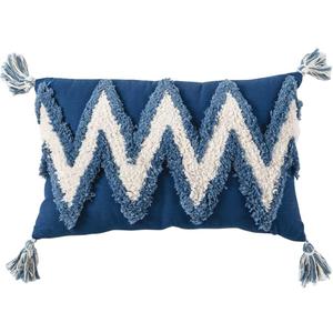 vctops Geometric Embroidery Tufted Lumbar Throw Pillow Covers 12x20 Inch Farmhouse Cotton Canvas Woven Tufted Tassel Cushion Covers Home Decor (Blue,12"x20")