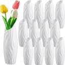Hoolerry 12 Pcs White Flower Vases Bulk for Centerpieces Plastic White Bud Vase for Flowers Ceramic Look Flower Vase Decorative Tall Unbreakable Vase for Flowers Home Office Table(Cute Style)